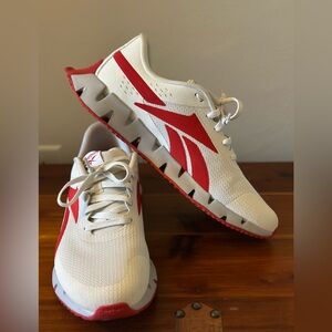 Reebok White and Red ZigTech Sneakers